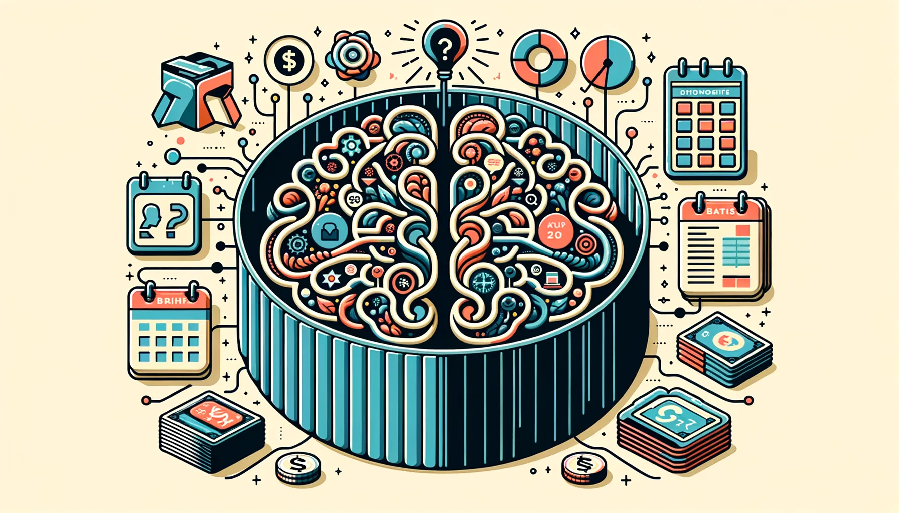 Cross-section of an AI brain filled with organised business data layers representing context injection