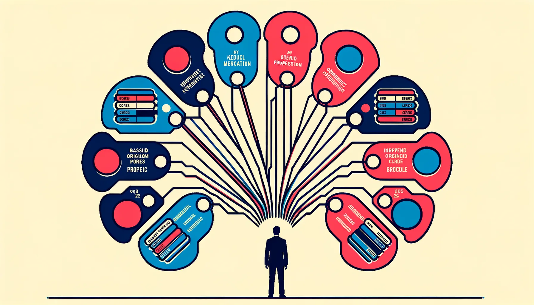 Illustration of a single user connected to three completely isolated organisation bubbles